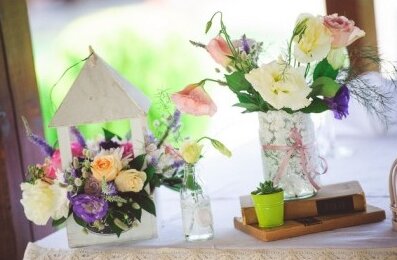 Bidermajer — ručni rad, pastelni buket