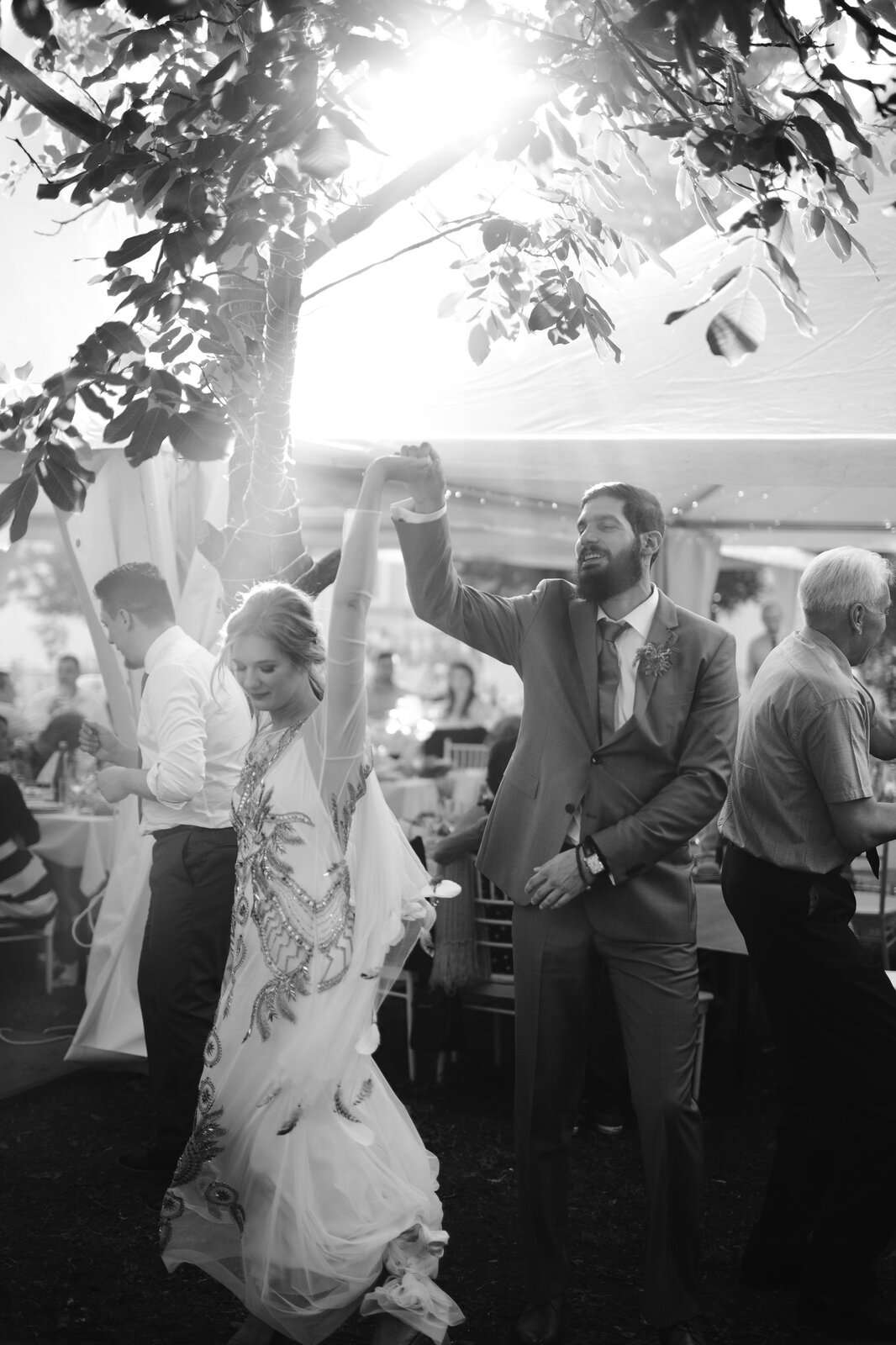 Lampice u voćnjaku noću