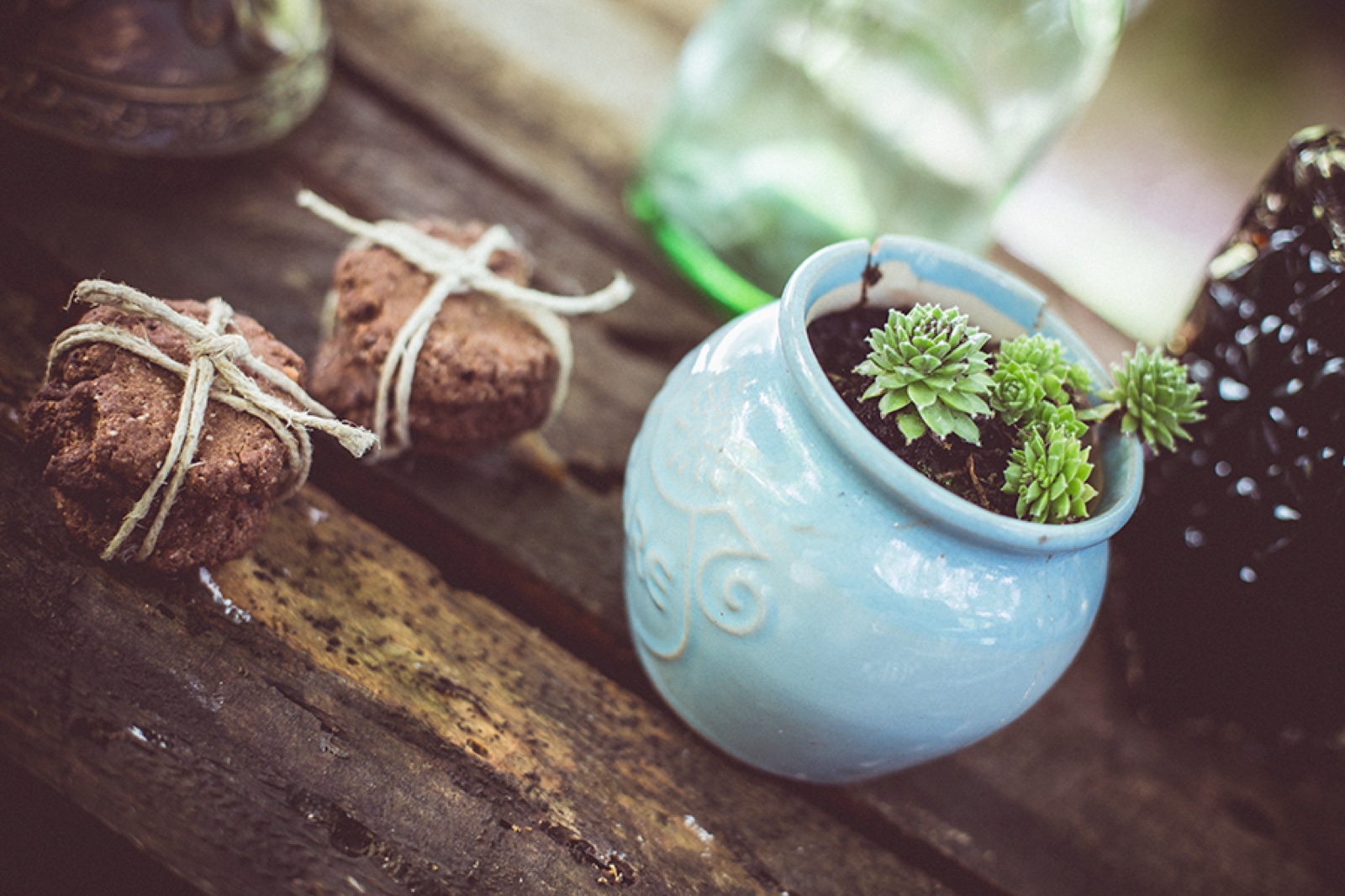 Šumski ritual — sveće, bobice, rustikalno prostiranje na šumskom tlu